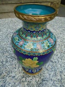 Chinese Cloisonne vase lovely colours nice size just beautiful