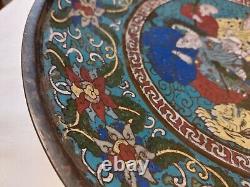 Chinese Ming Dynasty Charger Plate Large Bronze & Cloisonne Enamel 4.7kg