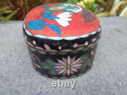 Chinese antique Cloisonne pot and lid lovely colours and good for its age