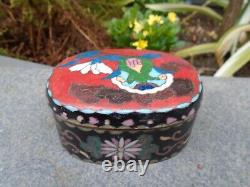 Chinese antique Cloisonne pot and lid lovely colours and good for its age