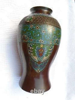 Chinese bronze vase with champleve work nice design