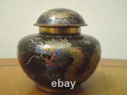 Chinese cloisonne 5 claws dragon Lao Tian Li style scholar pot inkwell / washer