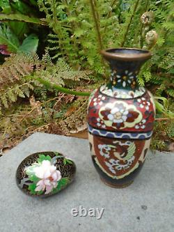 Cloisonne Japanese vase and egg nice colours