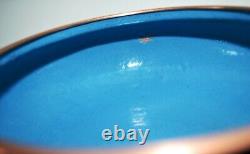 Cloisonnè Large Bowl With LID Enamel On Copper Royal Blue Turquoise Stunning
