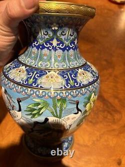 Cloisonne Vase 12 Inches Antique Amazing Beautiful Colorful Design Perfect Shape