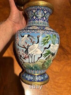 Cloisonne Vase 12 Inches Antique Amazing Beautiful Colorful Design Perfect Shape