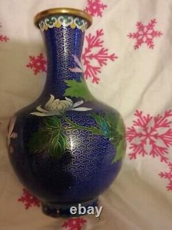 Cloisonne (old) hand made bronze vase with gold gilding. Excellent condition
