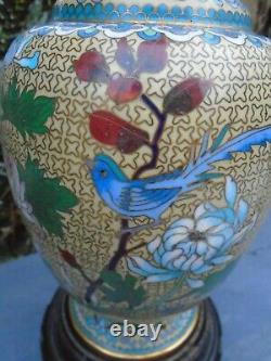 Cloisonne vase and stand lovely colours no damage great item
