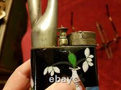 Good late 19thC Chinese Cloisonne pipe signed with accessories