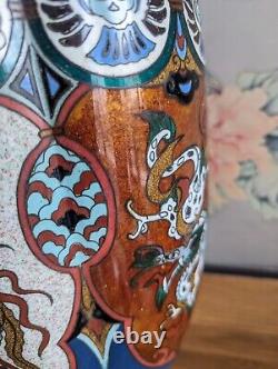 Large 18 Antique Japanese Cloisonne Dragon And Phoenix Vase, Meiji Period