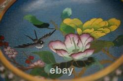 Large Cloisonne fish bowl & wooden stand. Beautiful