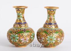 Pair of Chinese Export CHAMPLEVE ENAMEL vases from 1900's