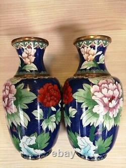 Pretty Pair Cloisonne Vases Pre owned Excellent