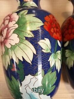 Pretty Pair Cloisonne Vases Pre owned Excellent