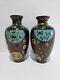 Quality Pair Of Early 20th Century Cloisonne Enamel Vases 16 Cm