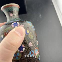 Rare Antique 19th C Japanese Enamel Cloisonné Meiji Period Small Vase 7