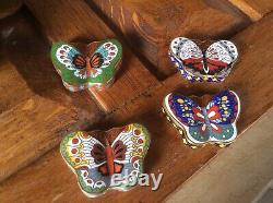 Rare Boxed 1950s Cloisonne Trinket Boxes As Butterflies Ex Condition