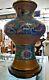 Stunning Antique Chinese Cloisonne Champleve Vase/urn On Carved Stand