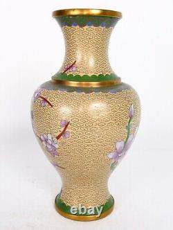 Stunning Chinese Cloisonne Vase Decorated with Birds & Flowers