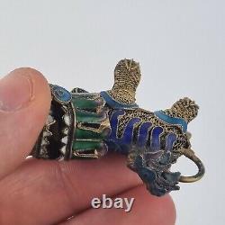 Unusual Chinese Gilt Metal And Enamel Figure With Articulated Head 5cm Long