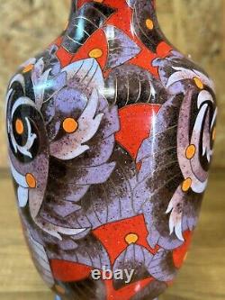 Vase Antique, Enamels Cloisonne On Copper, China, Art Asian, Ethnic, Dragons