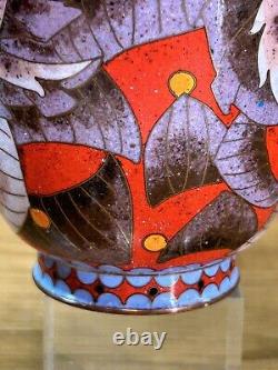 Vase Antique, Enamels Cloisonne On Copper, China, Art Asian, Ethnic, Dragons