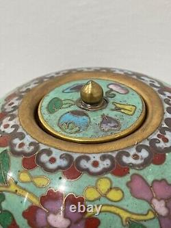 Vintage Antique Chinese Cloisonne Miniature Jar / Vase with Auspicious Decoration