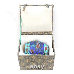 Vintage Chinese Cloisonne Enamelled Floral Seat Form TEA CADDY with Original BOX