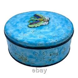Vintage Chinese Cloisonne Repousse Butterfly Enamel Humidor Box Chinoiserie