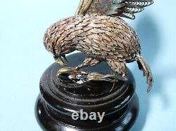 Vintage Chinese EAGLE Enamel Silver Filigree Detail on Stand BOXED a/f