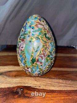 Vintage Chinese / Japanese Brass Enamelled Cloisonné Egg Bird / Floral Design