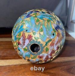 Vintage Chinese / Japanese Brass Enamelled Cloisonné Egg Bird / Floral Design