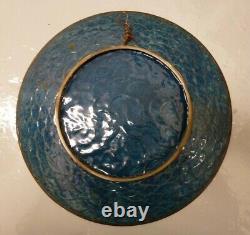 Vintage Japanese Oriental Enamel Cloisonne brass dish platter Quality Phoenix