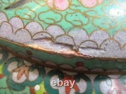 Vintage antique Chinese Cloisonné enamel on copper trinket bowl Floral design