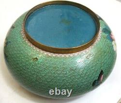 Vintage antique Chinese Cloisonné enamel on copper trinket bowl Floral design