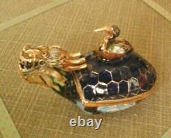 Vintage cloisonne dragon turtle with bird trinket box