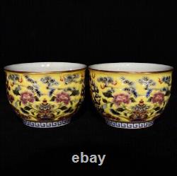 18e paire de tasse en porcelaine émaillée cloisonné chinoise antique de la dynastie Qing Thangka