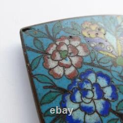 Agrafe de ceinture en émail chinois antique avec papillon Cloisonné et chrysanthème bleu poudre