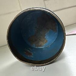 Ancien pot à thé chinois en cloisonné avec couvercle, boîte cylindrique à tabac