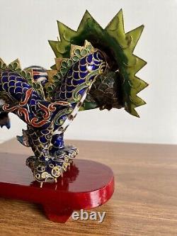 Ancienne figurine de dragon en cloisonné au look étrange, animal de la statuette Feng Shui antique