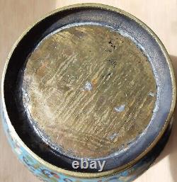 Ancienne marmite en bronze cloisonné chinois de l'époque Qing, pot de fleurs jardinière de 9 pouces de diamètre.