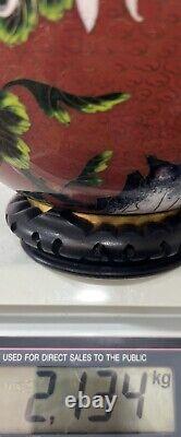 Antique, Cloisonné chinois, Grand vase avec couvercle (forme de pot à gingembre), 26,5 cm / 10,34