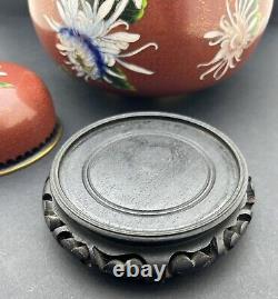 Antique, Cloisonné chinois, grand vase à couvercle (forme de pot de gingembre), 26,5 cm / 10,34 pouces