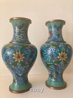 Antique (vers 1900) deux vases chinois en cloisonné