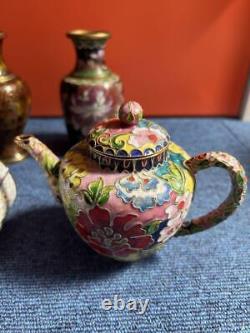Antiquité chinoise #1 1012 Chine Jingtai Bleu Cloisonné Email Théière 1 Vase