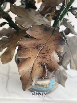 Arbre de bonsaï en jade chinois antique vintage dans un pot de fleurs en cloisonné