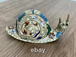 Art ancien authentique en cloisonné chinois, ornement d'escargot antique oriental