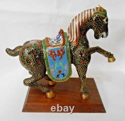 'Beau cheval chinois en bronze émaillé Cloisonné vintage RÉDUIT DE 20%'