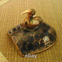 Boîte à bibelot en cloisonné vintage avec dragon tortue et oiseau