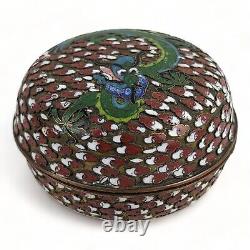 Boîte à bijoux en laiton Cloisonne antique avec dragon chinois